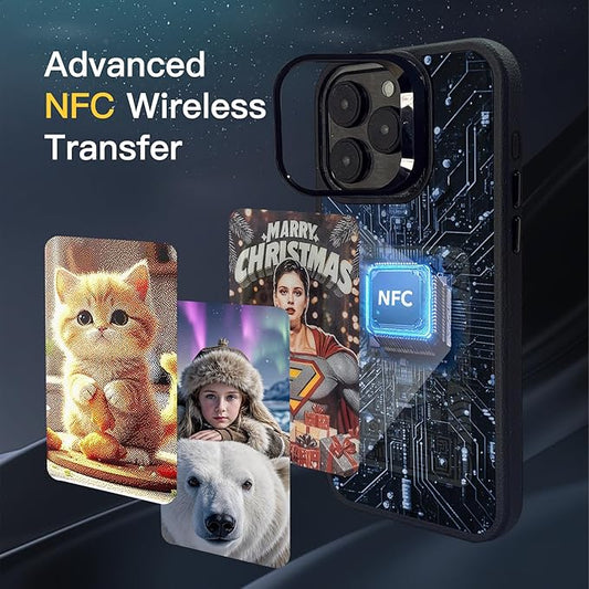 iPhone case in 2025, iPhone 16 pro 4-color HD 4.0-inch large screen, built-in lens holder, the best smart NFC phone case